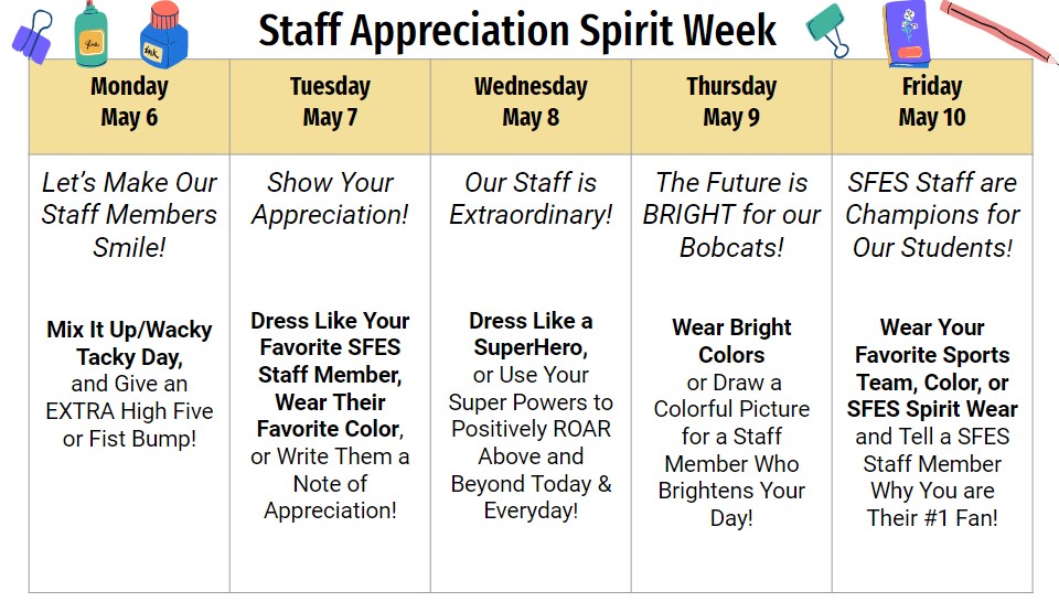 Staff Appreciation Sprit Week